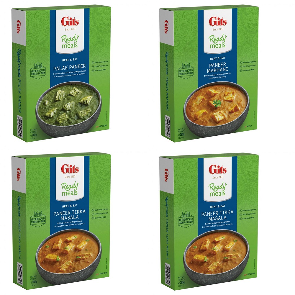 4 Assorted Gits Paneer Curry (Heat & Eat) - 10.5 Oz each X 4 Packs ...