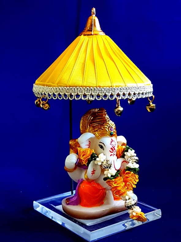 Itiha Blue Umbrella Ganesha Showpiece For Vehicle Dashboard