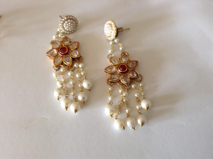 Ethnic Kundan & Pearl Floral Earrings #27230 | Buy Online @ DesiClik ...