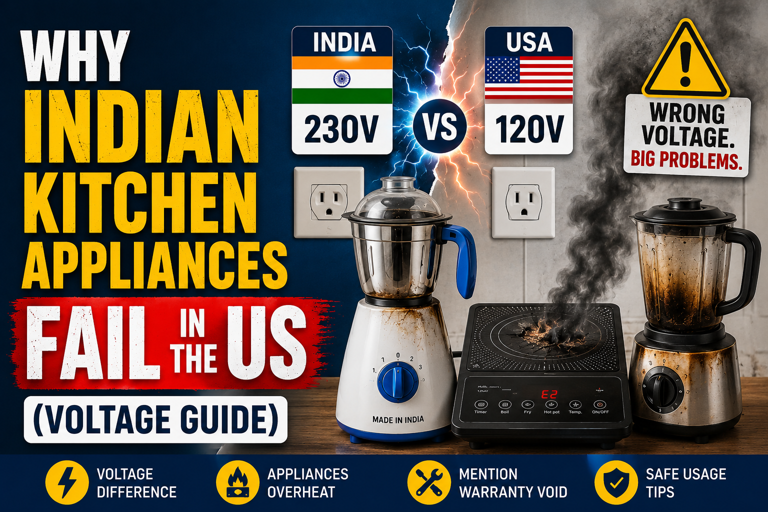 Why Indian Kitchen Appliances Fail in the US (Voltage Guide) Why Indian Kitchen Appliances Fail in the US (Voltage Guide)
